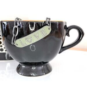 Marlyn Schiff Love Plate Silver Link Necklace